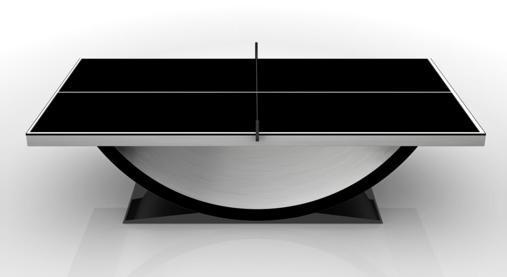 A stylish black and white Theseus Ping Pong Table.