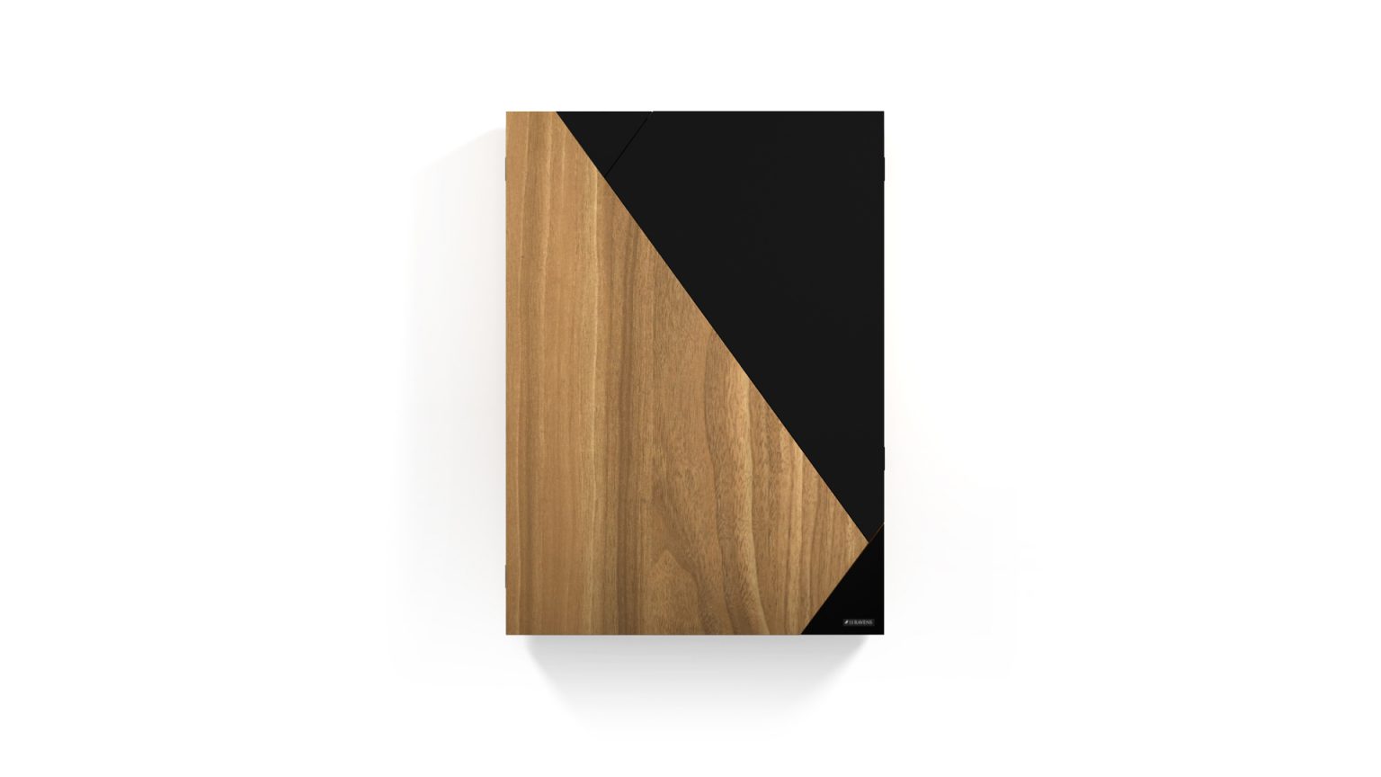 The Cardinal Dartboard, with its modern rectangular luxury design, showcases a wood-textured left side and a black right side, elegantly standing out against a plain white background.