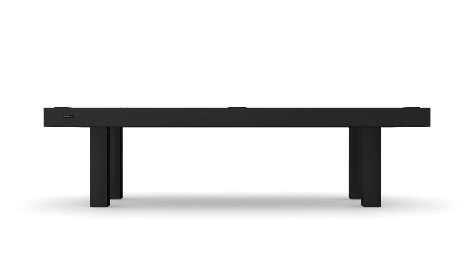 The Malibu Pool Table, with its sleek modern black design and minimalist style, exudes the elegance of luxury game tables. Featuring a rectangular top and sturdy legs against a white backdrop, it offers both sophistication and stability.
