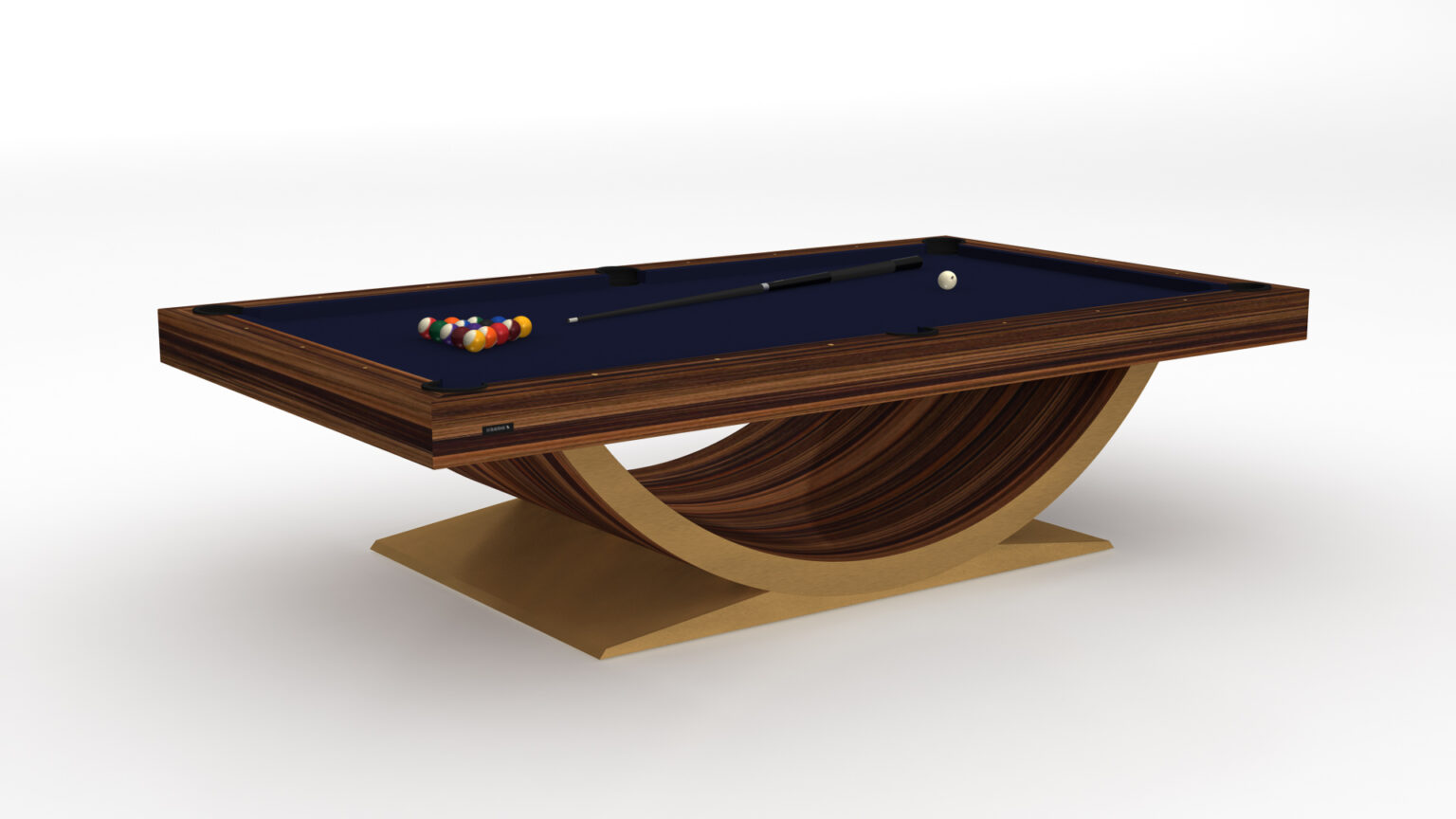 The Theseus Pool Table combines luxury and elegance with its wooden arch base, deep blue felt surface, cue stick, and colorful balls. Part of our luxury game tables collection, it effortlessly merges modern aesthetics with classic elements for the ultimate gaming experience.