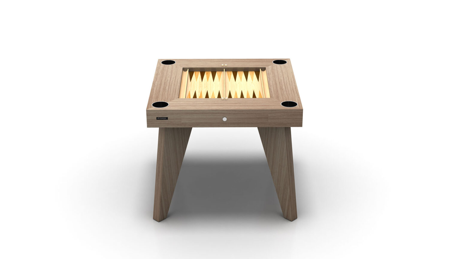 The Arclight Chess / Backgammon / Card Table combines luxury and play with its sleek, modern design on four sturdy legs. Its vibrant backgammon board centerpiece elevates both gameplay and decor.