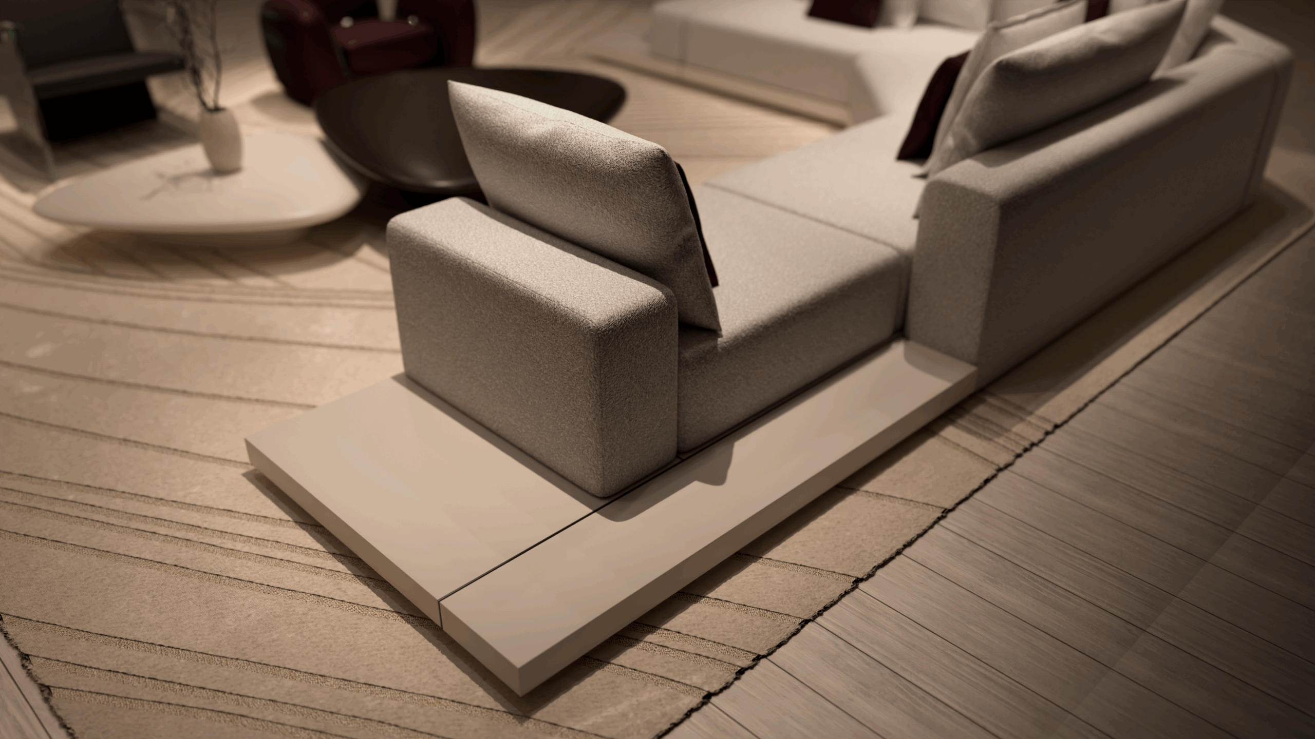 A couches on a rug.